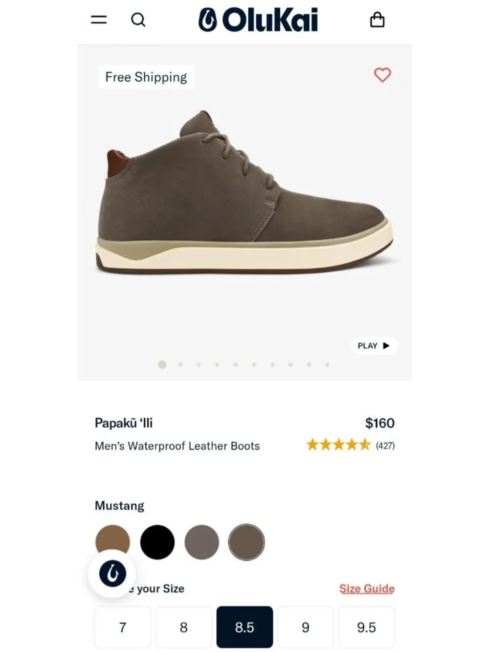 OluKai Papaku Canvas Chukka Boots Size Men's 8 / Women's 9.5 Olive Green NWOB